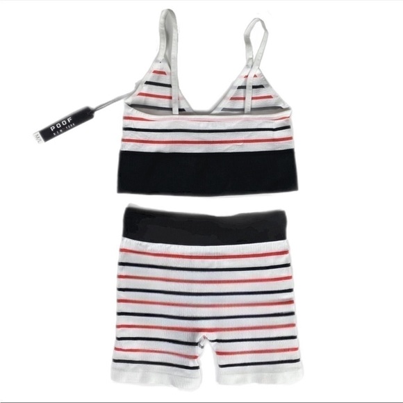 Nwt | Poof! New York Juniors 2 pc. Striped V Neck Cami & Short Set Size M/L - Picture 3 of 7